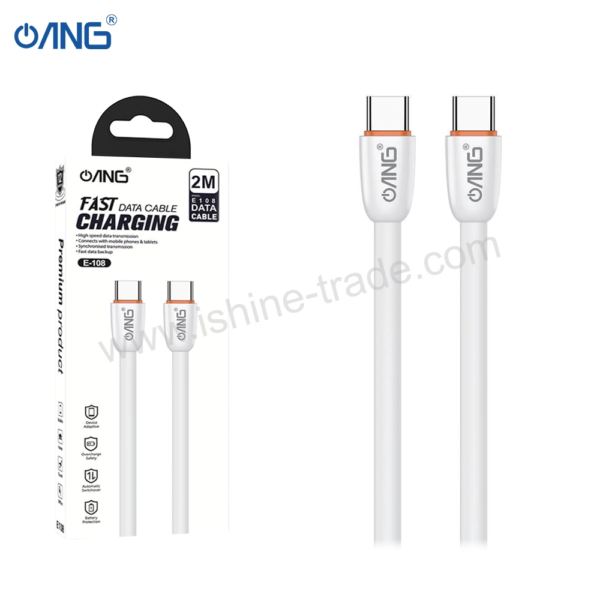 ANG E108 - USB C TO USB C 60W Soft Data Cable 2 Meter White