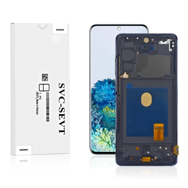 Genuine LCD Screen For Samsung Galaxy S20 FE 5G (G781) With Frame & Touchpad - Blue (Pull Out)