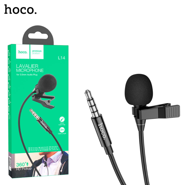 HOCO L14 3.5MM Aux Lavelier Microphone - Black