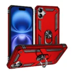 Slim Shockproof Ring Armor Case For iPhone 16 Plus Red
