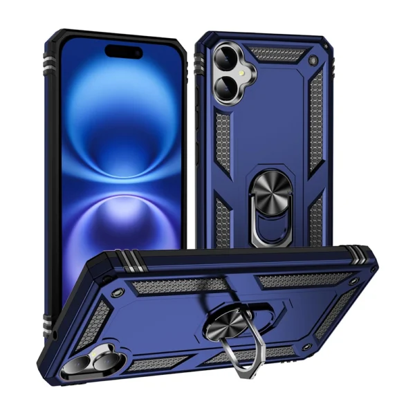 Slim Shockproof Ring Armor Case For iPhone 16 Plus Blue