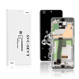 Genuine LCD Screen For Samsung Galaxy S20 Ultra 5G (G988B) With Frame and Touchpad - White (GH82-26032C)