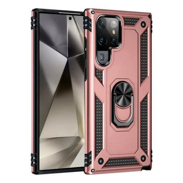 23B Slim Shockproof Ring Armor Stand Phone Case for Samsung Galaxy S24 Ultra Rose Gold iShine Trade T/A Boltify Limited