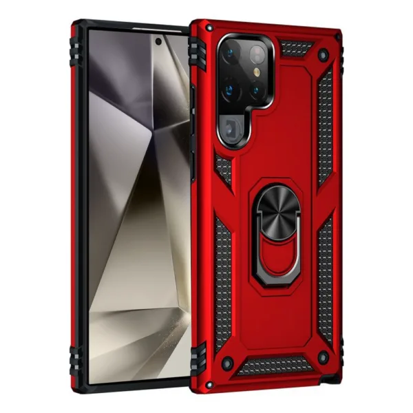 23C Slim Shockproof Ring Armor Stand Phone Case for Samsung Galaxy S24 Ultra Red 1 iShine Trade T/A Boltify Limited