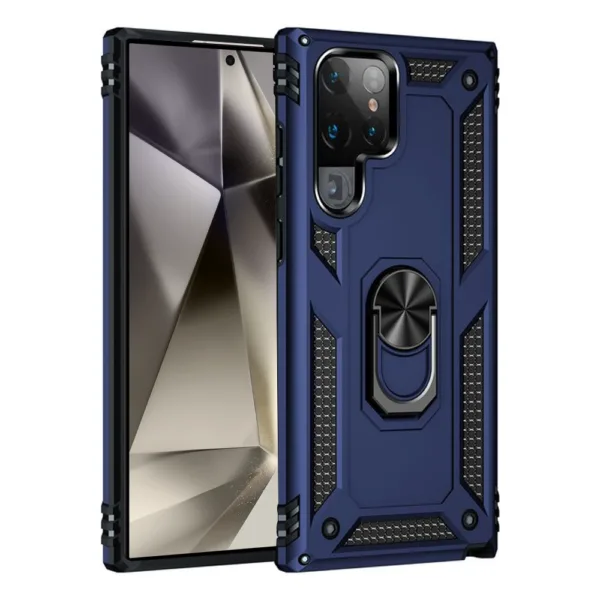 23D Slim Shockproof Ring Armor Stand Phone Case for Samsung Galaxy S24 Ultra Blue 1 iShine Trade T/A Boltify Limited