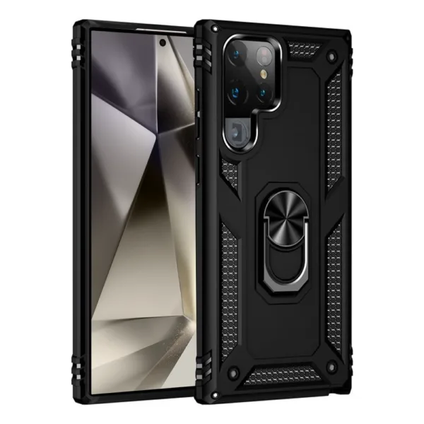 23E Slim Shockproof Ring Armor Stand Phone Case for Samsung Galaxy S24 Ultra Black 1 iShine Trade T/A Boltify Limited