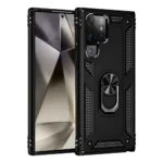 23E Slim Shockproof Ring Armor Stand Phone Case for Samsung Galaxy S24 Ultra Black 1