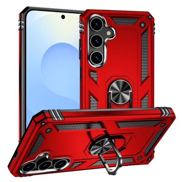 25B Slim Shockproof Ring Armor Stand Phone Case for Samsung Galaxy S25 Red iShine Trade T/A Boltify Limited