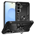25E Slim Shockproof Ring Armor Stand Phone Case for Samsung Galaxy S25 Black 2
