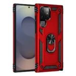 27C Slim Shockproof Ring Armor Stand Phone Case for Samsung Galaxy S25 Ultra Red