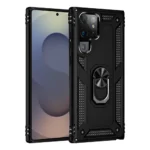 27E Slim Shockproof Ring Armor Stand Phone Case for Samsung Galaxy S25 Ultra Black