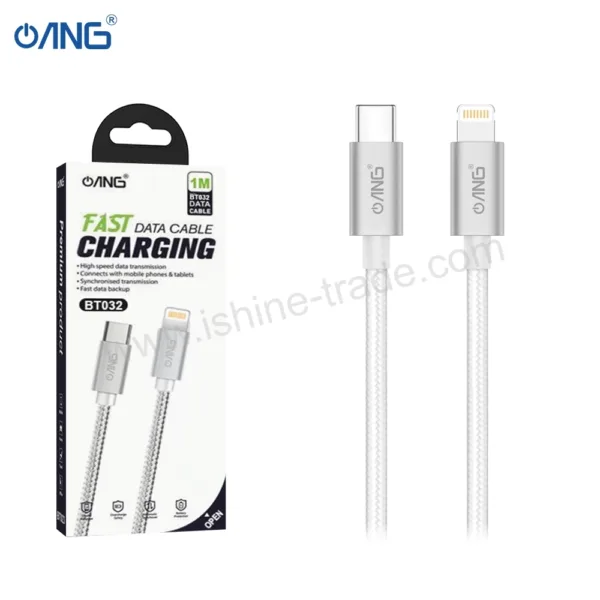 2A ANG BT032 – USB C TO Lightning PD 20W Braided Data Cable 1 Meter iShine Trade T/A Boltify Limited