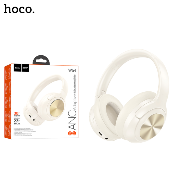 2A HOCO W54 ANC Adaptive Bluetooth Headphone GOLD iShine Trade T/A Boltify Limited