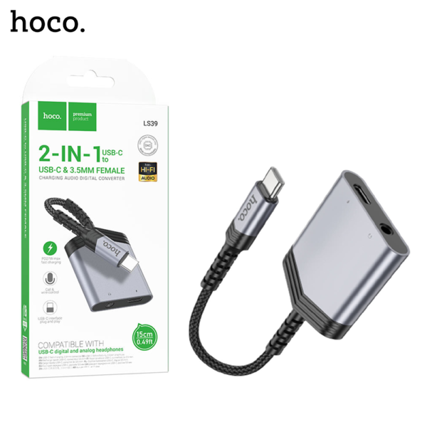 HOCO LS39 Adapter Type C to 3.5mm Aux and Type C Audio Converter
