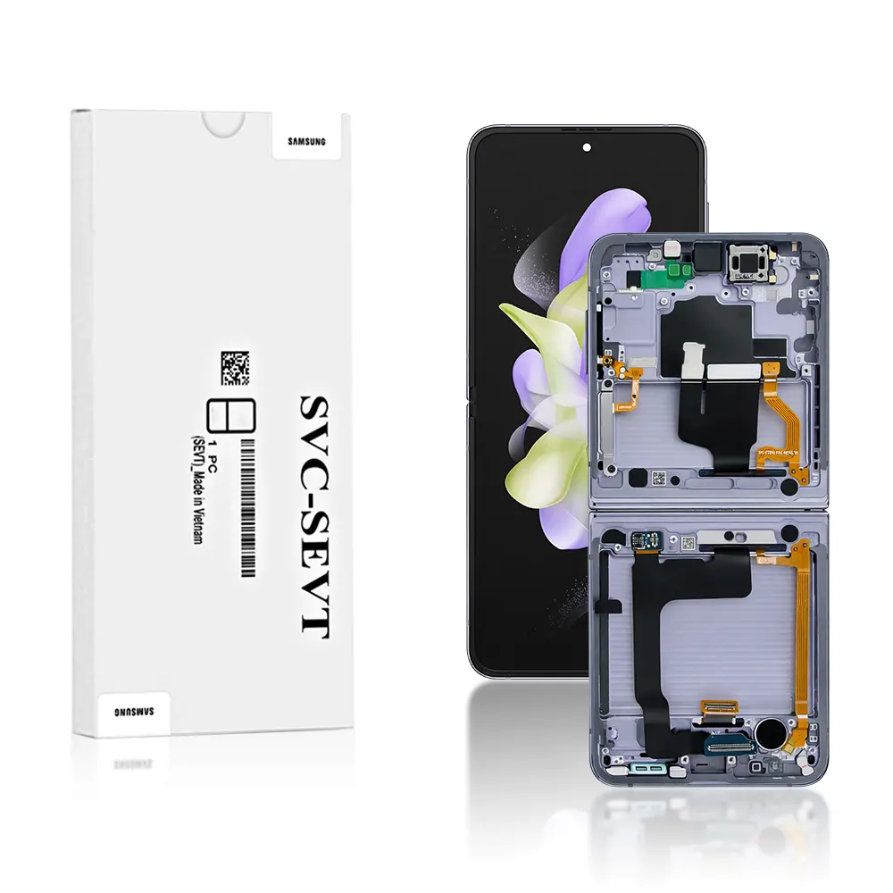 301A Genuine Inner LCD Screen For Samsung Galaxy Z FLIP 4 F721B With Frame Bora Purple Genuine LCD Screen For Samsung Galaxy Z FLIP 4 (F721B) With Frame and Touchpad Inner - Bora Purple (GH82-30238B/GH82-30239B/GH82-29441B)