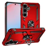 30B Slim Shockproof Ring Armor Stand Phone Cover Case for Samsung Galaxy S24 FE Red