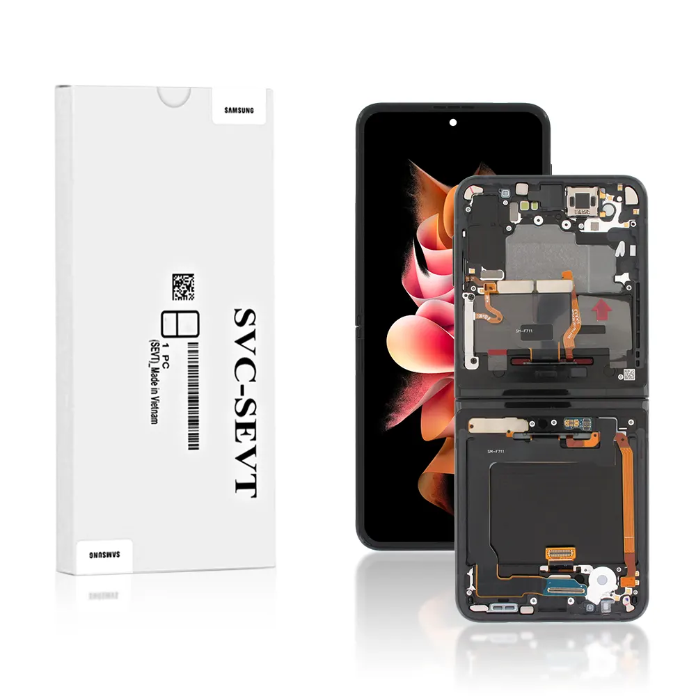 311A Genuine Inner LCD Screen For Samsung Galaxy Z Flip 3 F711B With Frame Black Genuine LCD Screen For Samsung Galaxy Z FLIP 3 (F711B) With Frame and Touchpad Inner - Black (GH82-27244A)