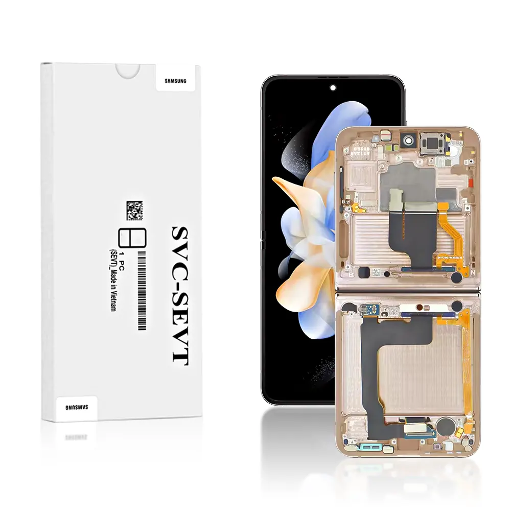 314A Genuine LCD Screen For Samsung Galaxy Z Flip 4 F721B With Frame Inner Gold Genuine LCD Screen For Samsung Galaxy Z FLIP 4 (F721B) With Frame and Touchpad Inner - Pink Gold (GH82-30239C)