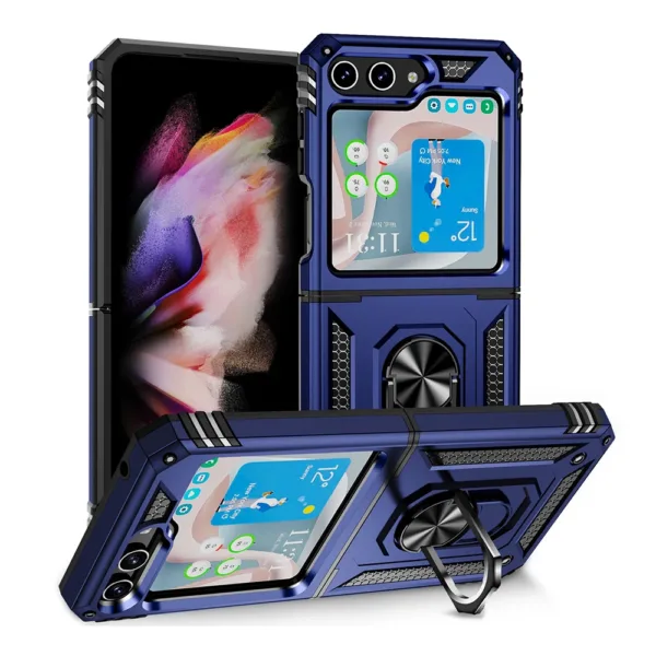 36C Slim Shockproof Ring Armor Stand Phone Cover Case for Samsung Galaxy Z Flip Blue iShine Trade T/A Boltify Limited
