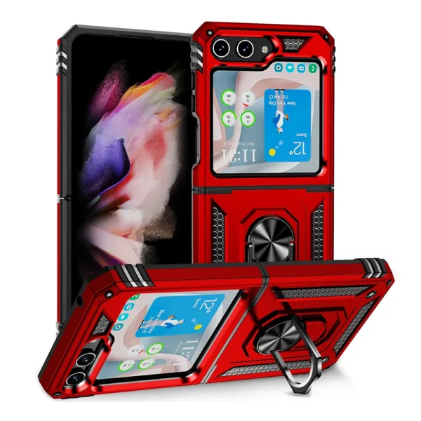36E Slim Shockproof Ring Armor Stand Phone Cover Case for Samsung Galaxy Z Flip Red iShine Trade T/A Boltify Limited