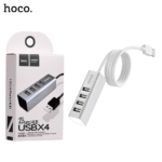 3A Hoco USB hub “HB1” USB-A to four ports USB 2.0 charging and data sync - SILVER