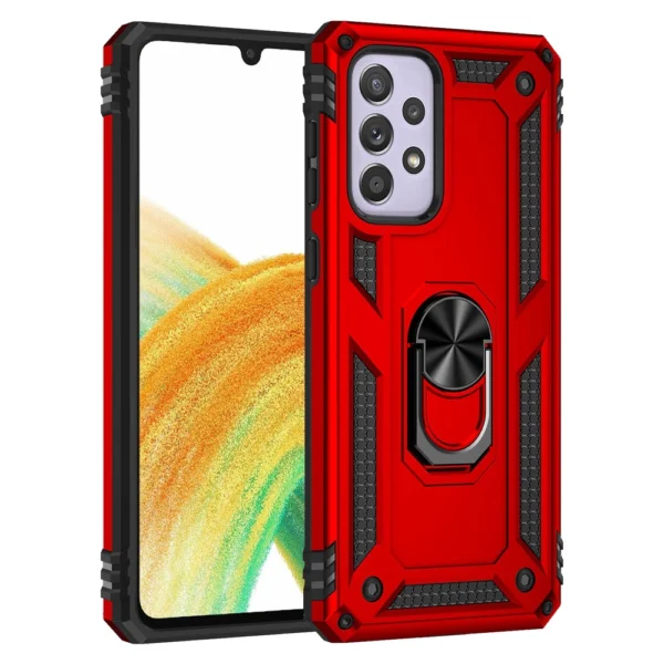 Slim Shockproof Ring Armor Stand Phone Cover Case for Samsung Galaxy A33 5G Red