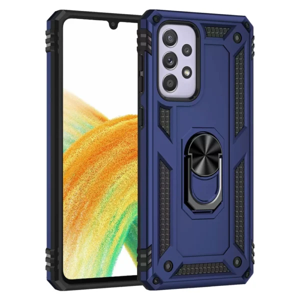 Slim Shockproof Ring Armor Stand Phone Cover Case for Samsung Galaxy A33 5G Blue