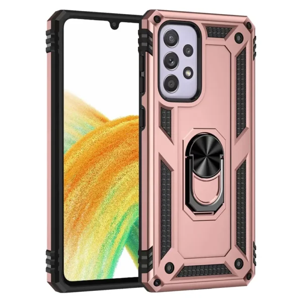 Slim Shockproof Ring Armor Stand Phone Cover Case for Samsung Galaxy A33 5G Rose Gold