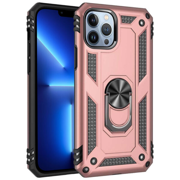 3d Compatible Ring Armor Case For IPhone 13 Pro rose gold iShine Trade T/A Boltify Limited