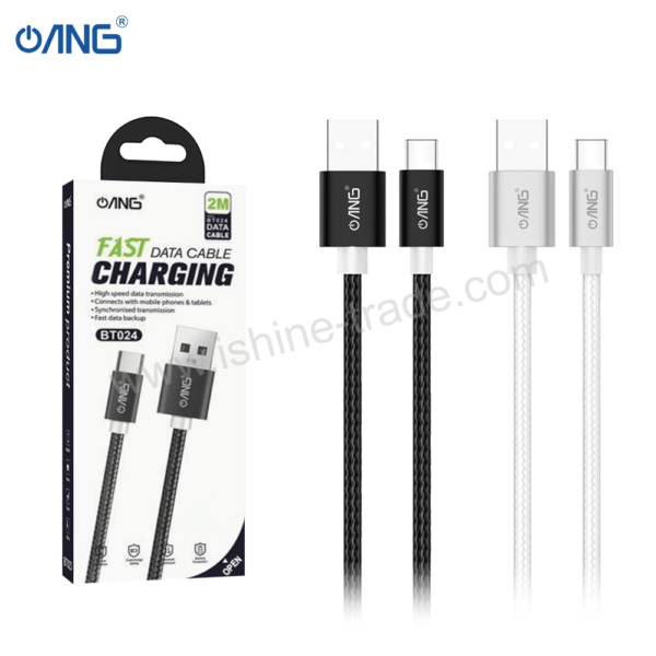 ANG BT024 - USB C Braided Fast Charging Data Cable 2 Meter