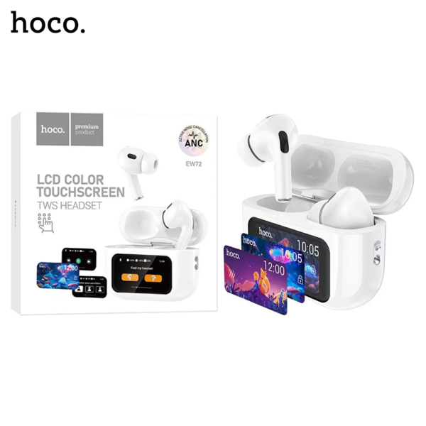 4A HOCO EW72 LCD Color Touchscreen ANC TWS Headset – White iShine Trade T/A Boltify Limited