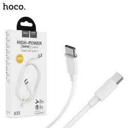 4A Hoco Cable Type-C to Type-C “X51 High-power” 100W charging data sync - WHITE