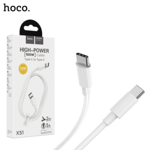 HOCO X51 High-Power Type-C to Type-C 100W Charging Data Cable - WHITE