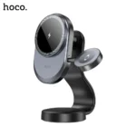 4C HOCO HW28 2 in 1 Car Center Console Wireless 15W Fast Charging Car Phone Holder