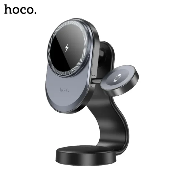 4C HOCO HW28 2 in 1 Car Center Console Wireless 15W Fast Charging Car Phone Holder