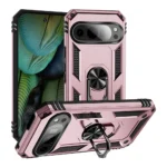 Slim Shockproof Ring Armor Stand Phone Cover Case for Google Pixel 9 Pro Rose Gold