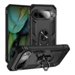 Slim Shockproof Ring Armor Stand Phone Cover Case for Google Pixel 9 Pro Black