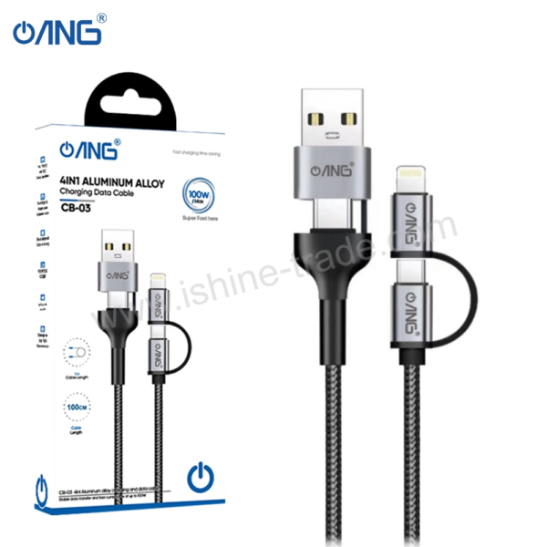 ANG CB03 - 4 in 1 Aluminium Alloy Charging Data Cable 100W