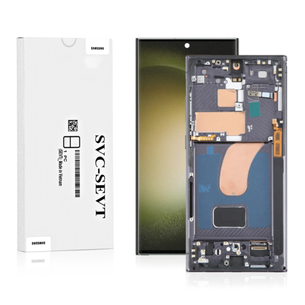 Genuine LCD Screen For Samsung Galaxy S23 Ultra (S918) With Frame & Touchpad - Silver (Pull Out)