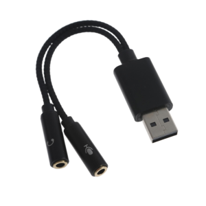USB Male to 2 Female 3.5mm Aux Cable Adaptor