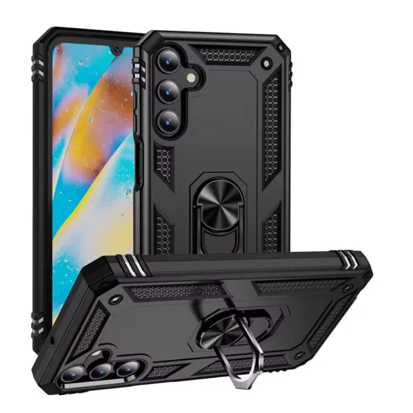6C Slim Shockproof Ring Armor Stand Phone Case for Samsung Galaxy A04s Black iShine Trade T/A Boltify Limited