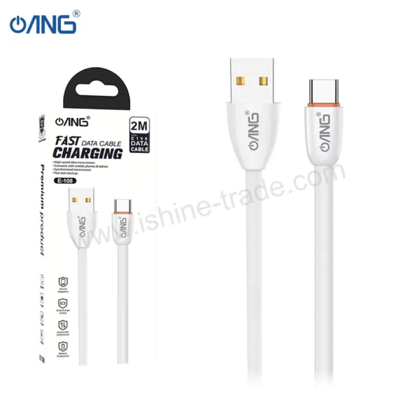 ANG E108 - Type C Fast Charging Soft Data Cable 2 Meter