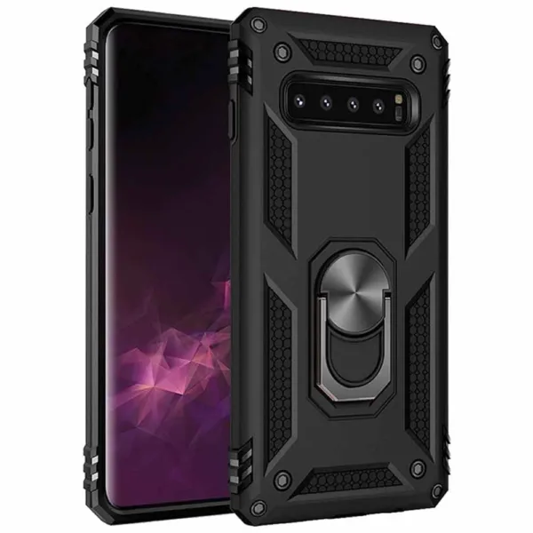 Black RING ARMOR CASE SAMSUNG S10 PLUS iShine Trade T/A Boltify Limited