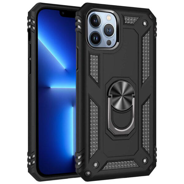 Compatible Ring Armor Case For IPhone 13 Pro black iShine Trade T/A Boltify Limited