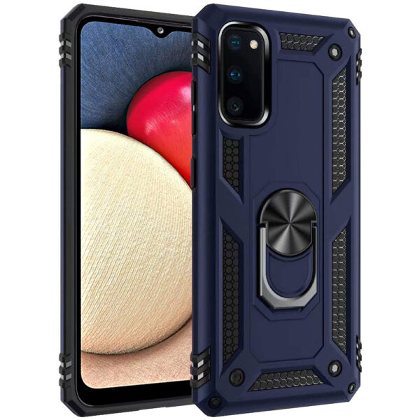 Compatible Ring Armor Case For Samsung A02S SM A025F Blue iShine Trade T/A Boltify Limited
