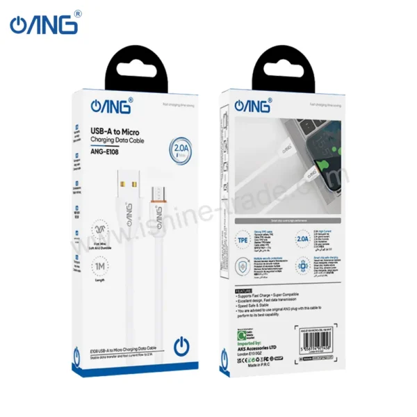 12C ANG E108 USB to Micro Soft Cable 1M 2A White