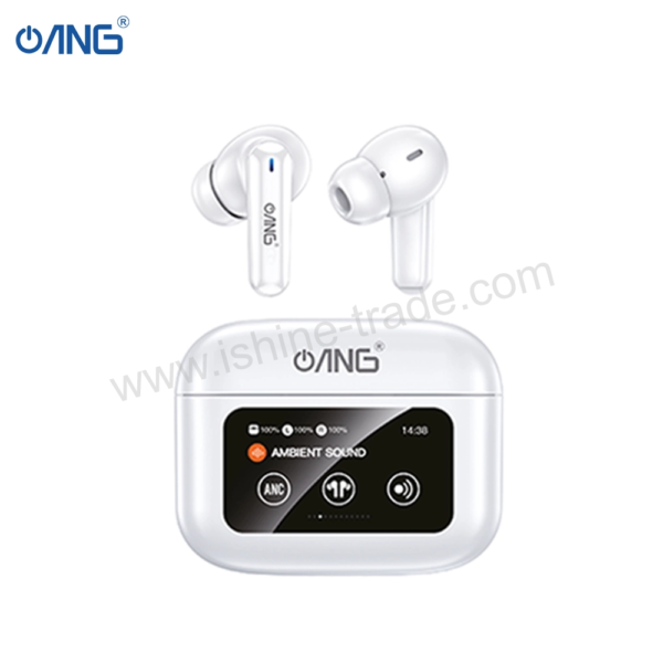 13B ANG T56 ANC ENC Earbuds With LED Touch Screen – White 1 Boltify Limited T/A iShine Trade
