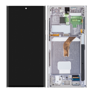 Replacement OLED LCD Screen For Samsung Galaxy S22 Ultra (S908) Silver - With Frame