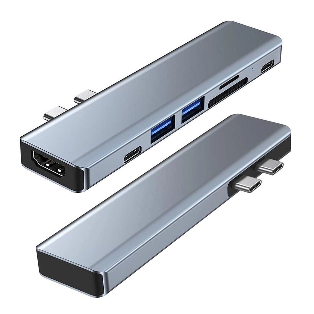 2A Type C 7 in 2 Multiport Hub Adapter USB C To HDTV + TF SD+USB 3.0 + USB C PD 4K
