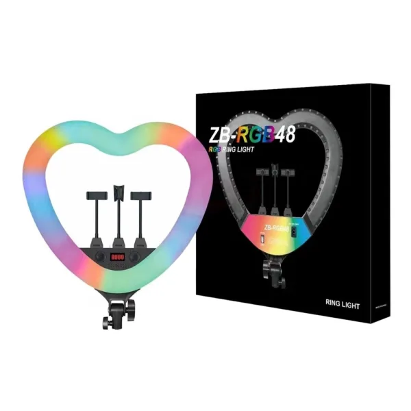 45A ZB RGB48 19 inch Multi Colour Heart Shaped Soft Ring Light With Tripod 1 iShine Trade T/A Boltify Limited